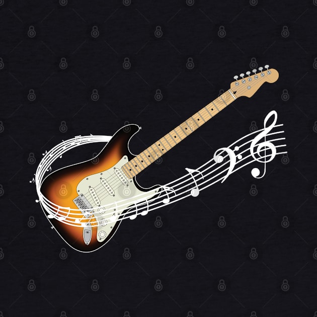 Music Staff Sunburst Electric Guitar by nightsworthy